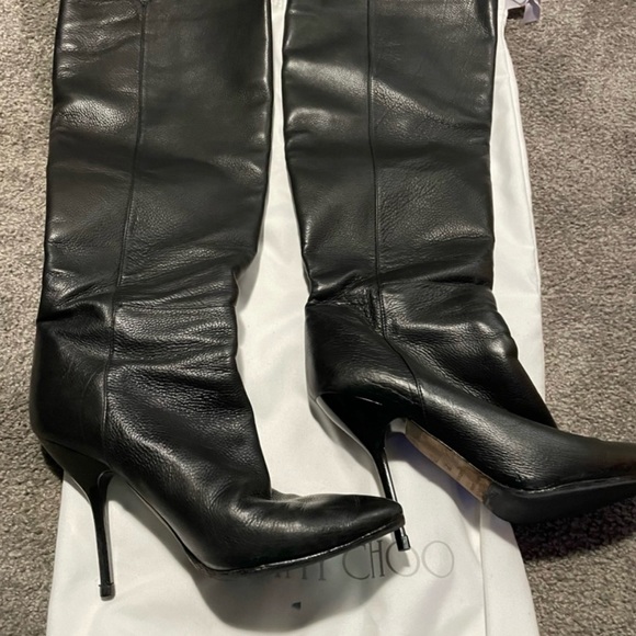 Knee high Jimmy Choo black leather boots - Picture 2 of 11